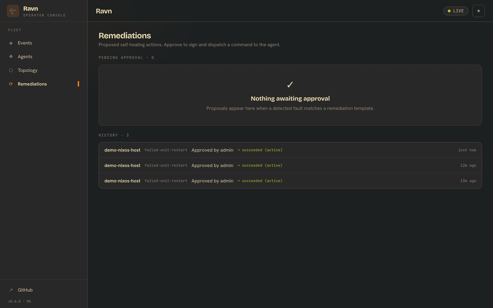 ravn-agents remediation approval queue