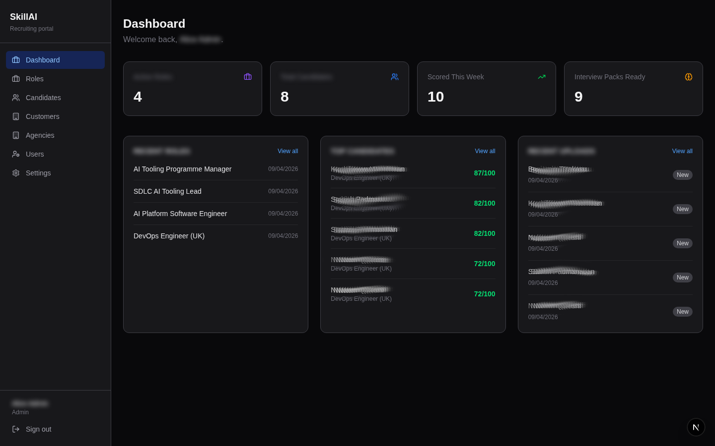 SkillAi recruiting dashboard