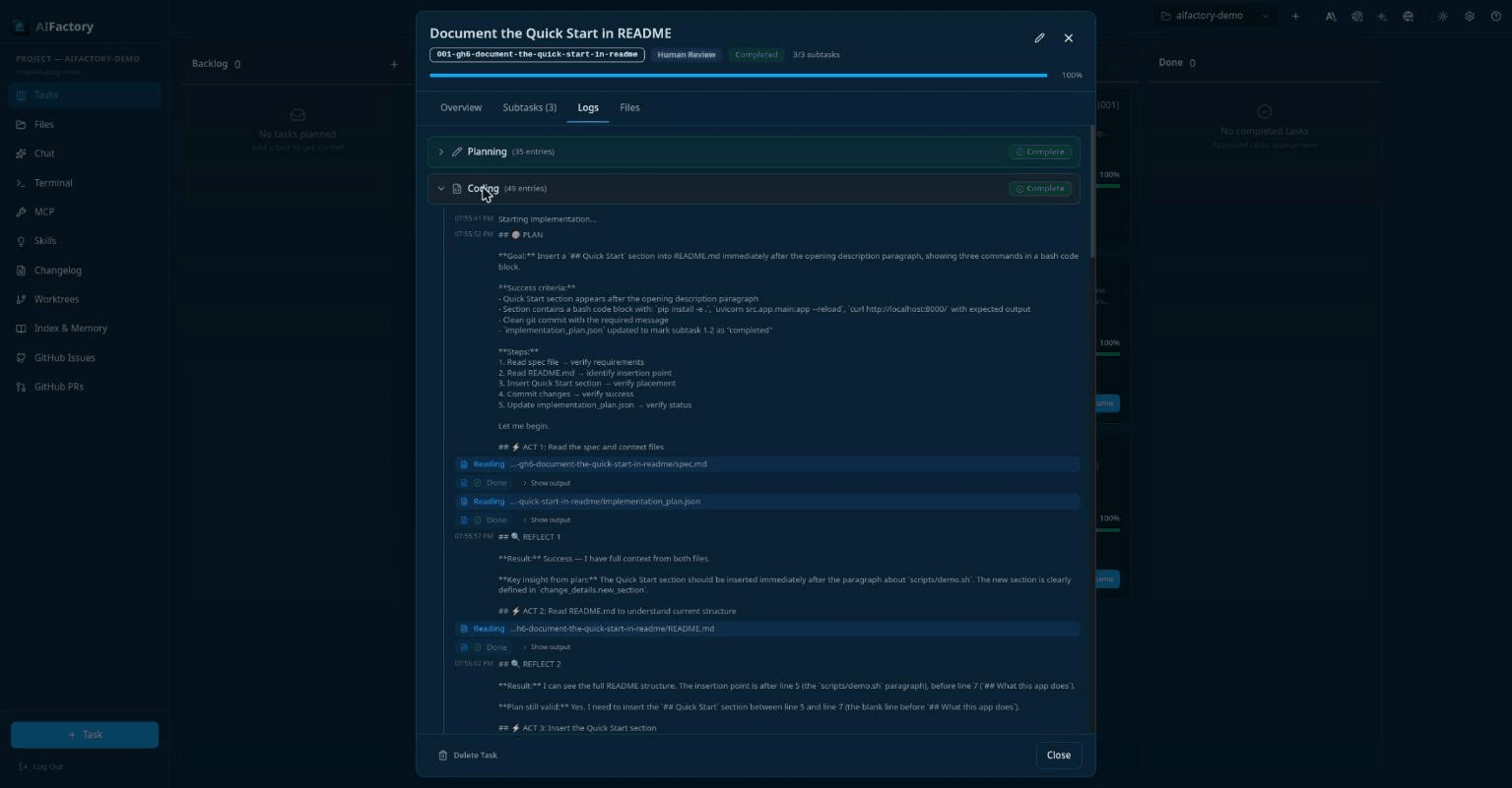AIFactory live agent console