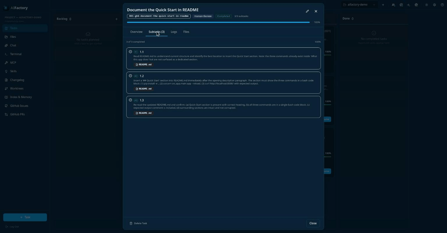 AIFactory task plan detail