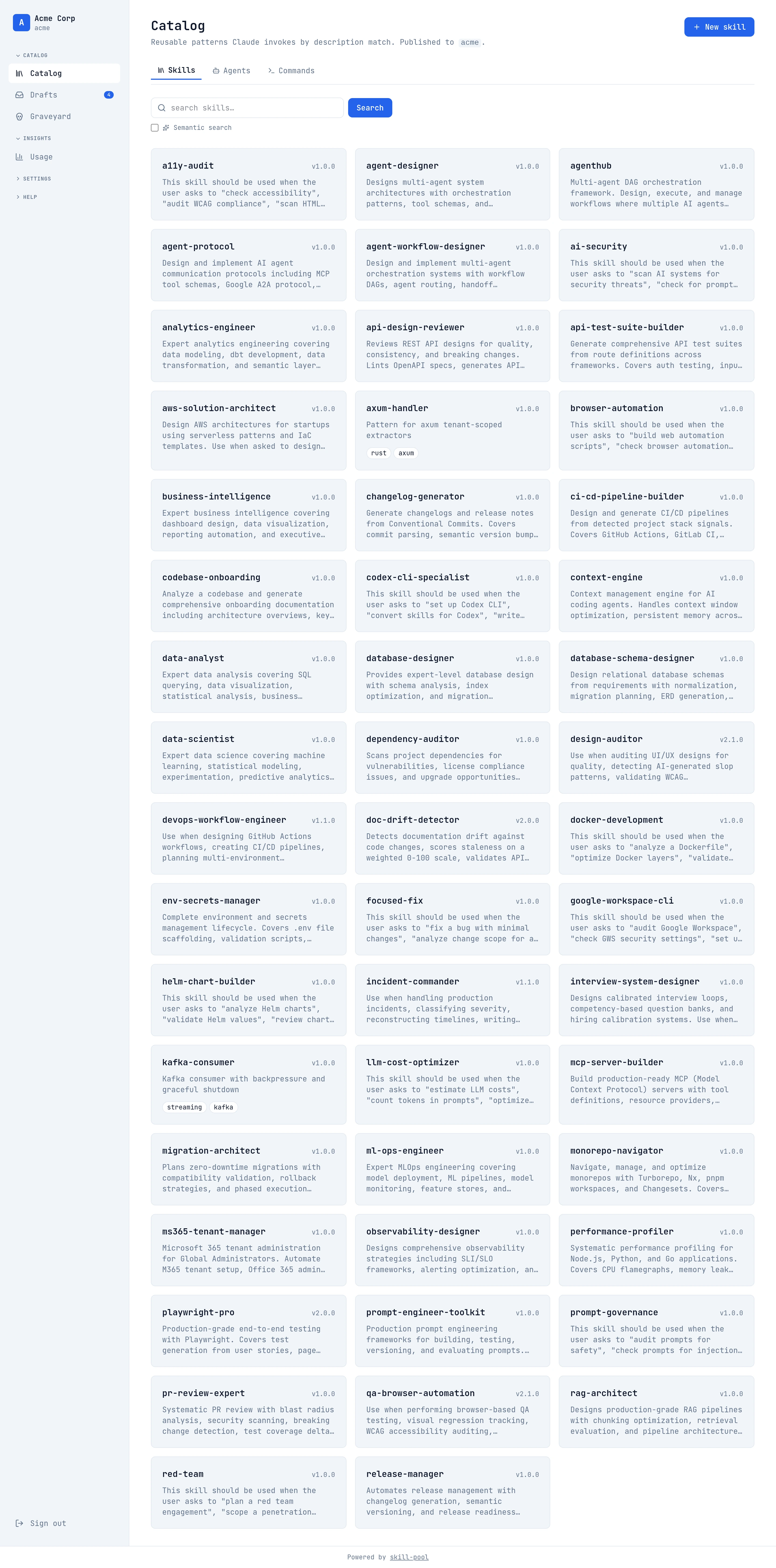 skill-pool catalog