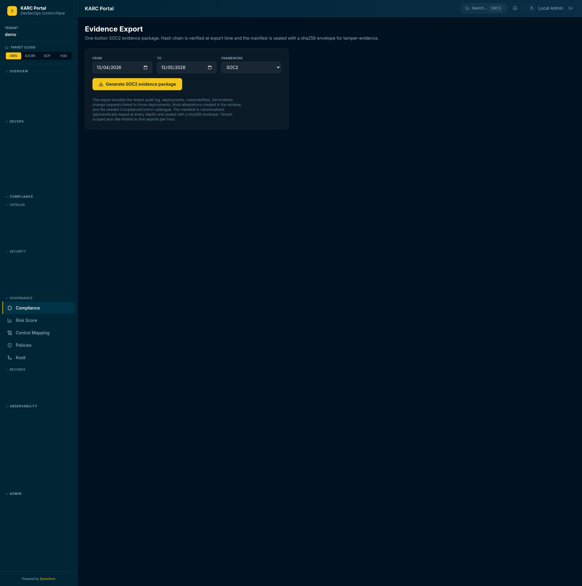 Evidence export